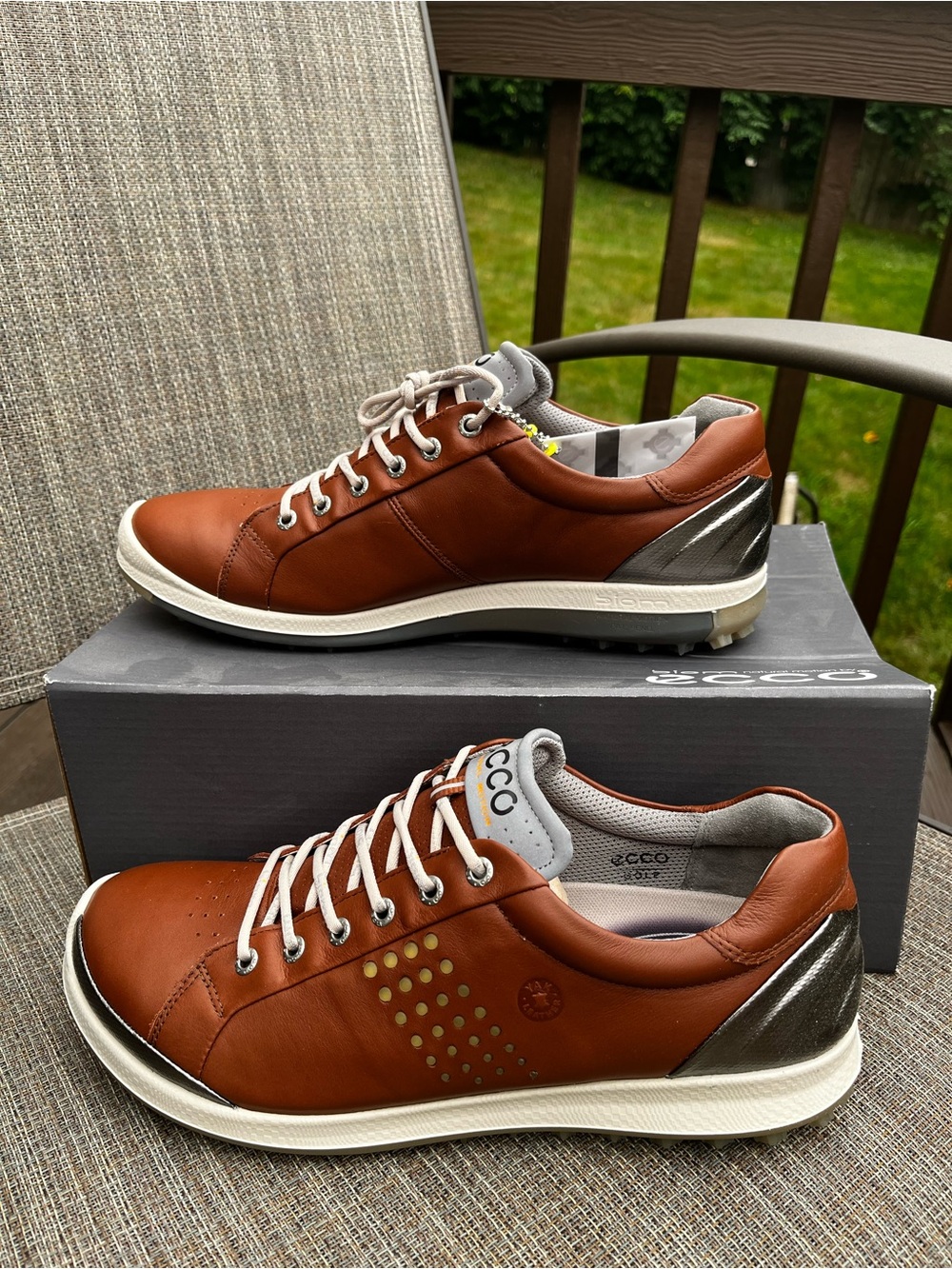 ECCO Biom Hybrid 2 Golf Shoes Men’s EU 45/US 11-11.5 NIB Yak Leather Hydromax - Picture 12 of 14